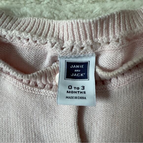 Janie and Jack 100% Cotton Blush Pink Baby Sweater cardigan long sleeve soft EUC - Picture 6 of 8